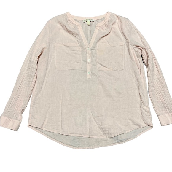 Michael Kors Light Pink 100% Cotton 1/3 Button Down Blouse Size XL - Picture 3 of 9